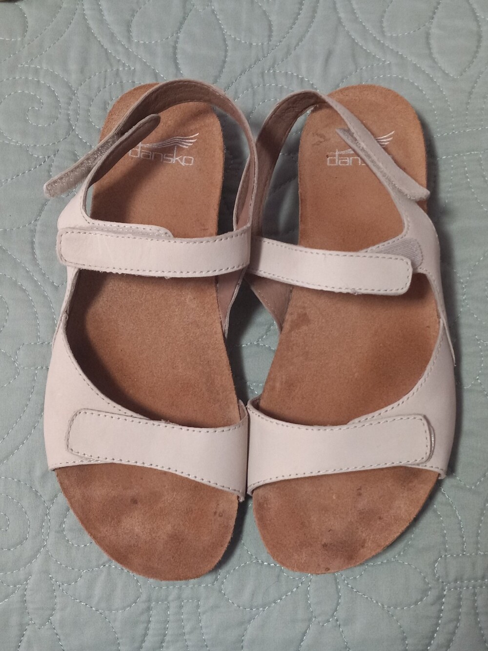 Dansko Light Pink/Tan Leather Adjustable Strap Sandals